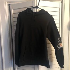 Light material Black Floral Hoodie